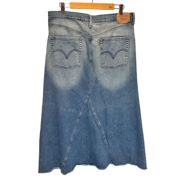 Vintage Levi's A-Line Denim Maxi Skirt - size 13 Juniors (Women's Medium) - Picture 2 of 5